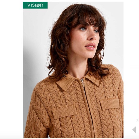 NWT Braided Cable-Knit Zippered Cardigan | SIMONS Contemporary | Vision - Picture 2 of 10